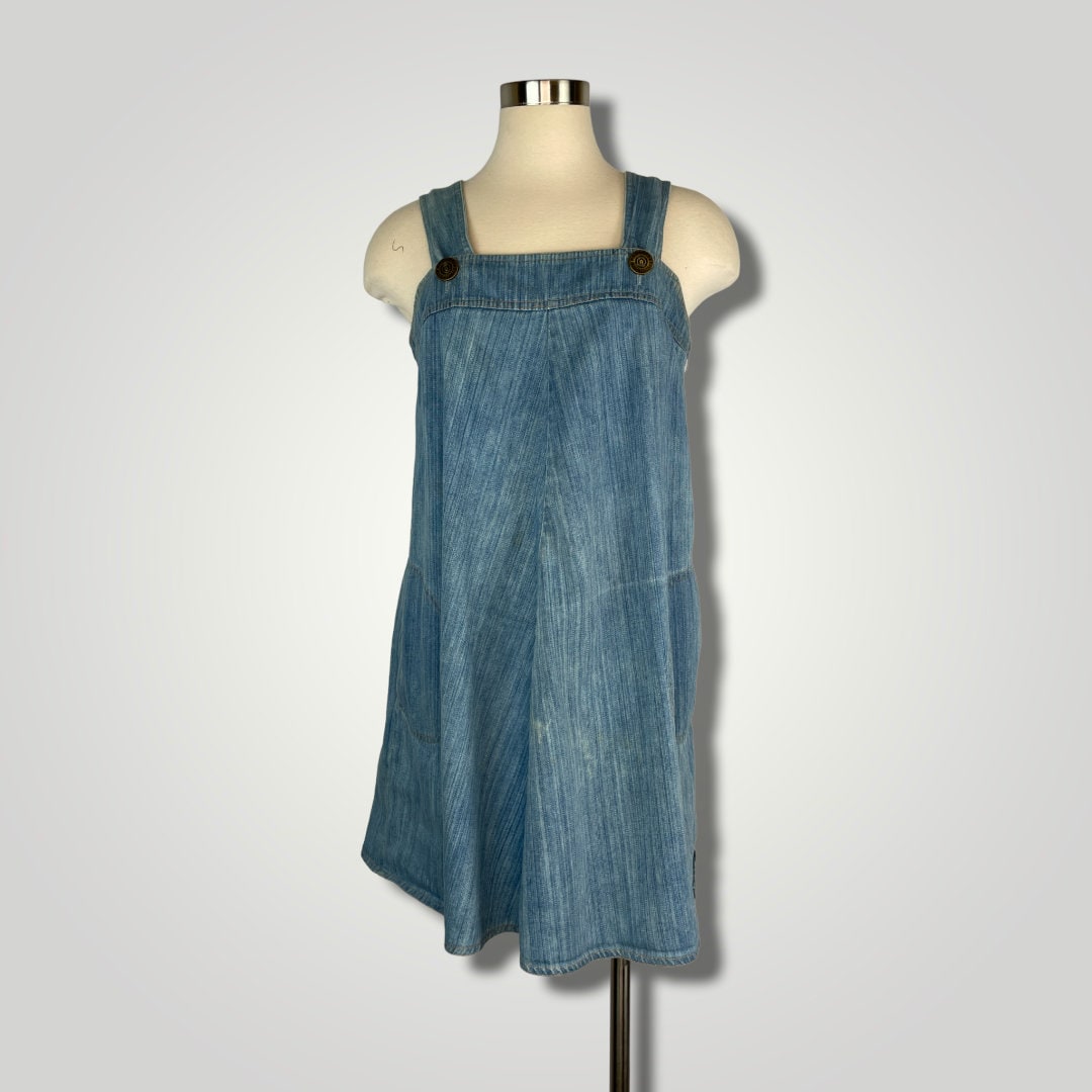 Vintage Handmade Denim Dress Blue Jumper Swing 1970s Mini Medium Apron B108 Etsy