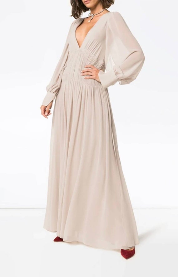 Stella Mccartney Carleigh Silk-georgette Maxi Dress Tan