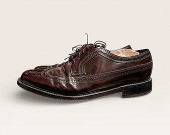 Vintage ALDEN Dark Brown Shell Cordovan Wing Tip Oxfords | 11 B