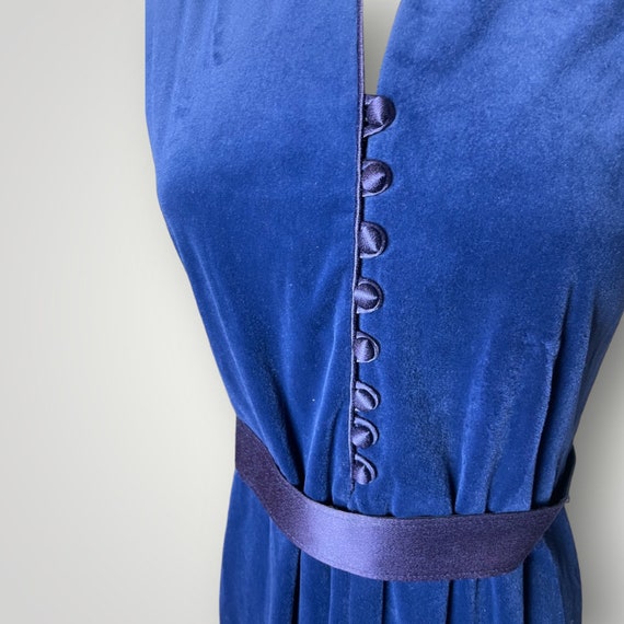 Vintage 1960s Dress Leslie Fay Velvet Dark Blue P… - image 5