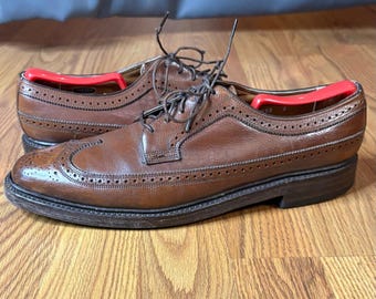 Scarpe Oxford vintage Florsheim Imperial L. marroni con suola in tela Scotchgrain, taglia 11 A, prodotte negli Stati Uniti.