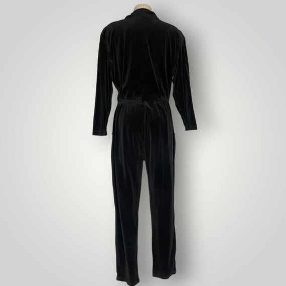 Vintage 1980s Black Quilted Velour Jumpsuit One P… - image 2