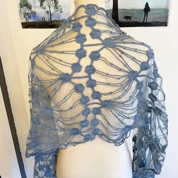 Vintage Antique 1920s Art Deco Shawl Scarf Lacey C