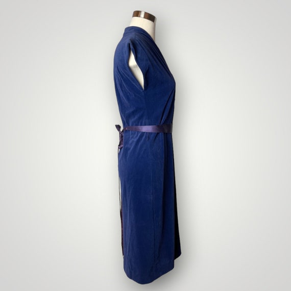 Vintage 1960s Dress Leslie Fay Velvet Dark Blue P… - image 4