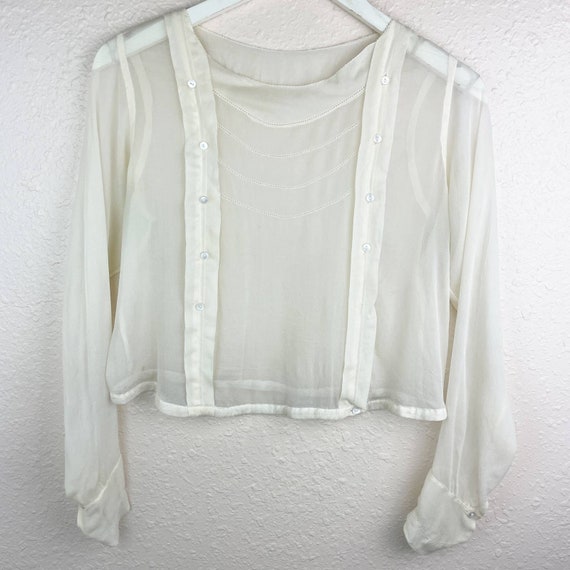 Antique 1920s Sheer Ivory Blouse Handmade - image 2