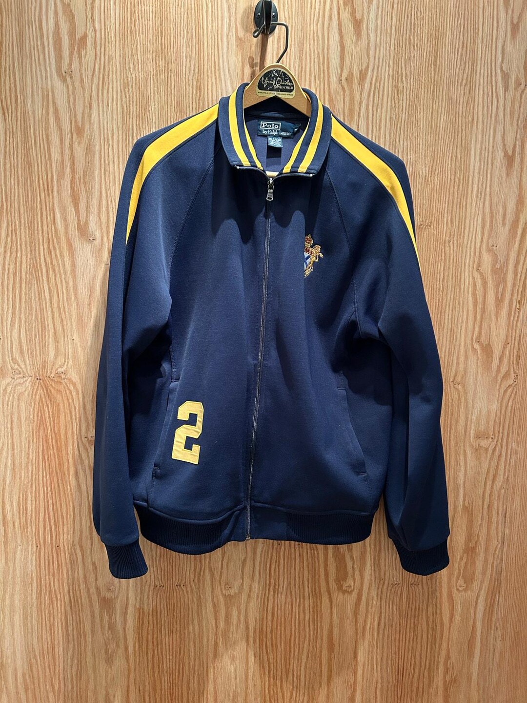 Vintage Y2k Polo Ralph Lauren Track Jacket Men's Large Navy Yellow