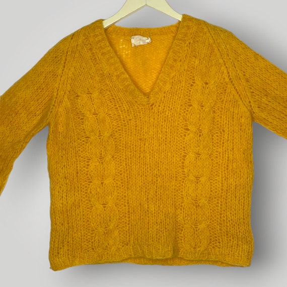 Vintage 1960s Carol Brent Mohair Wool Sweater Yel… - image 5
