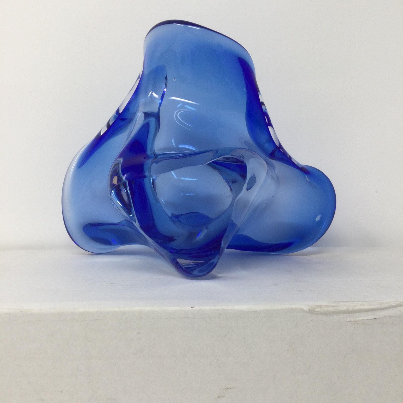 ヴィンテージ ムラーノ アートガラス 灰皿 ブルー イタリア