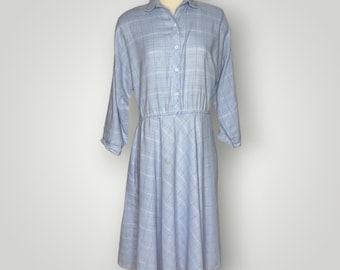 Vintage Dress The American Shirt Dress Plaid Light Blue Women's L