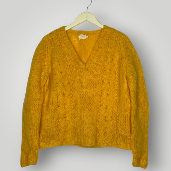 Vintage 1960s Carol Brent Mohair Wool Sweater Yel… - image 4