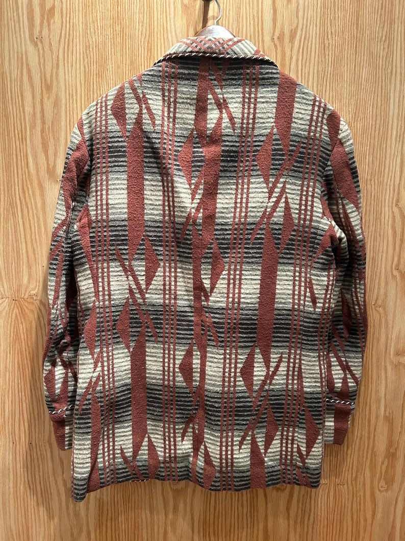 Vintage 1990s RRL by RALPH LAUREN L Brown Grey Navajo Cotton Sport Smoking Coat image 2