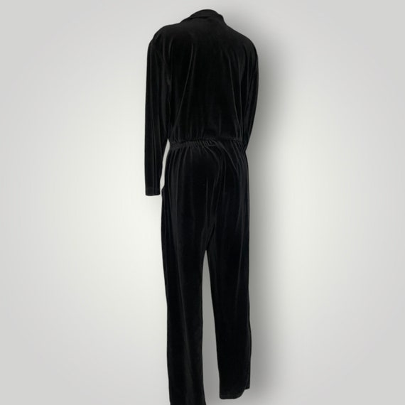 Vintage 1980s Black Quilted Velour Jumpsuit One P… - image 4