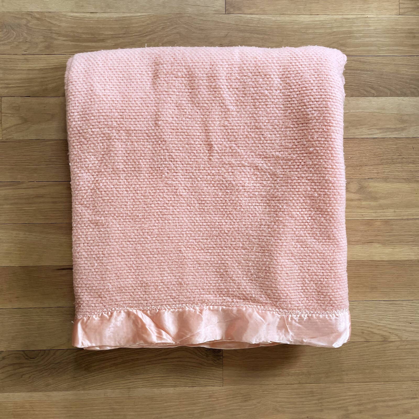 Vintage Waffle Weave Blanket Satin Trim Thermal Peach 84x92 Etsy