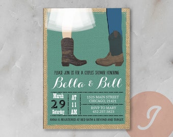 Western Bridal Shower | Custom Western Cowboy boots Invitation | Rustic couples wedding shower | bridal shower printable digital invitation