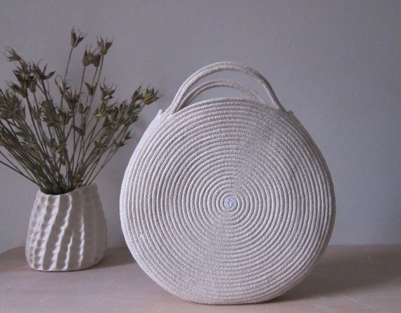 Round White Basket Bag Round Circle Purse | Etsy