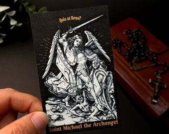 Saint Michael the Archangel Holy Cards | Traditional Catholic Prayer Cards | St. Michael Prayer in English & Latin for Catholics / Bulk Buy