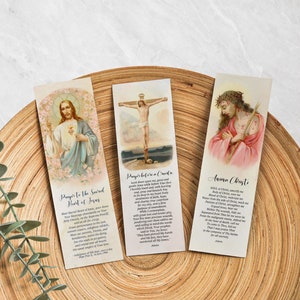 Vintage Jezus-gebedskaart bladwijzers | Katholieke bladwijzer | Heilig Hart van Jezus, Katholieke Gebedsbladwijzer, Kruisbeeld Bladwijzer Katholiek Cadeau