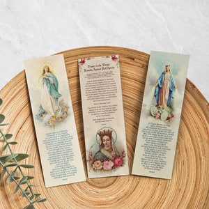 Vintage Marian Bookmarks | Catholic Bookmark | Blessed Virgin Mary Prayer, Catholic Prayer Bookmark, Virgin Mary Bookmarks for Catholic Gift