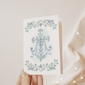 Cartão de felicitações vintage Marian Blank | Cartão de felicitações católico | Cartão de agradecimento da Virgem Maria para católicos, pensando em você Cartões católicos