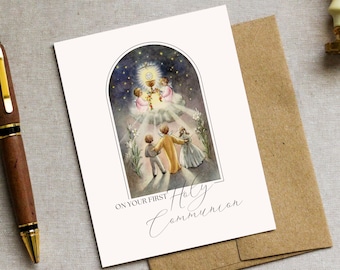 Vintage First Communion Card | Catholic Greeting Card (Digital Download)