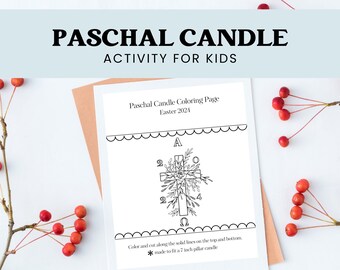 Paschal Candle Catholic Lent Coloring Page, Catholic Easter Coloring Activity for Children, Catholic Homeschool Resource | Instant Download