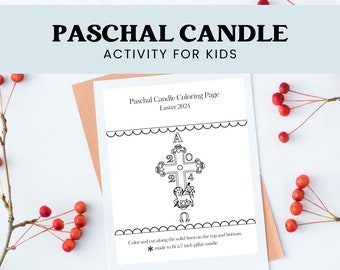 Paschal Candle Catholic Lent Coloring Page, Catholic Easter Coloring Activity for Children, Catholic Homeschool Resource | Instant Download