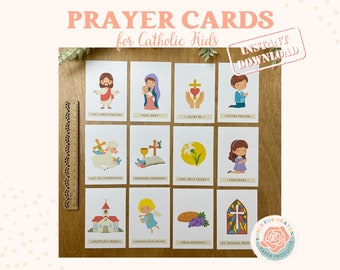 Catholic Prayer Cards for Kids, Common Catholic Prayers Bundle, Act of Contrition, Our Father, Hail Mary, Guardian Angel Prayer Card Child