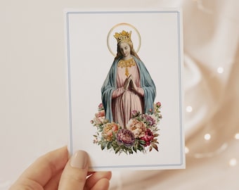 Blessed Virgin Mary Printable Card | Catholic Greeting Card | Thinking of You Card, Wife Birthday Card, Mother's Day Card Catholic Printable