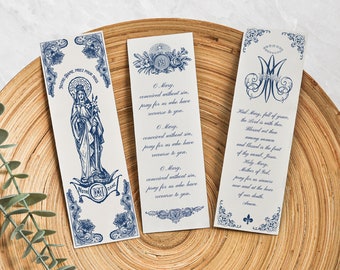 Blessed Virgin Mary Bookmarks | Catholic Bookmark | Catholic Prayer Card, Catholic Prayer Bookmark, Marian Bookmarks for Catholic Book Lover