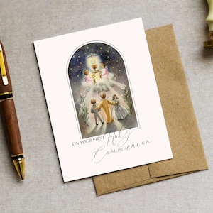First Holy Communion Printable Card | Catholic Greeting Card | Catholic Printable First Eucharist Gift Card Boy, First Communion Card Girl
