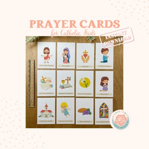 Catholic Prayer Cards for Kids, Common Catholic Prayers Bundle, Act of Contrition, Our Father, Hail Mary, Guardian Angel Prayer Card Child