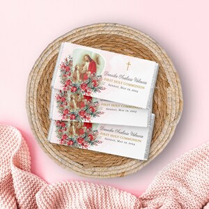 Vintage First Communion Chocolate Bar Wrapper Template | First Communion Template | First Communion Favor, Custom Girl Favor Corjl Download