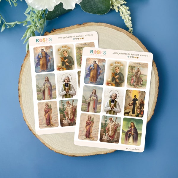Vintage Catholic Saints Sticker Set | Catholic Stickers | St. Joseph, St. Gerard, St. Anthony, St. Jean Vianney, Vinyl Saint Sticker Bundle