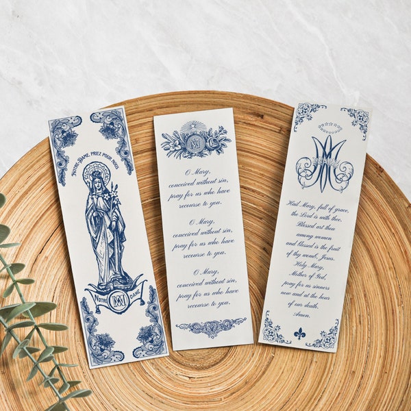 Blessed Virgin Mary Bookmarks | Catholic Bookmark | Catholic Prayer Card, Catholic Prayer Bookmark, Marian Bookmarks for Catholic Book Lover