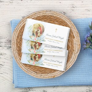 First Communion Chocolate Bar Wrapper Editable Template | Party Favor Printable | First Communion Favor, Custom Boy Communion Favor Download