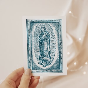 Vintage wenskaart Onze-Lieve-Vrouw van Guadalupe | Katholieke wenskaart | Nuestra Señora de Guadalupe-kaart voor katholieken, katholiek briefpapier