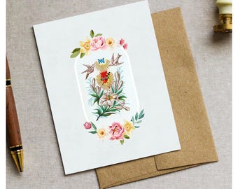 Tarjeta de felicitación mariana vintage / Gracias católica, pensando en ti (descarga digital)