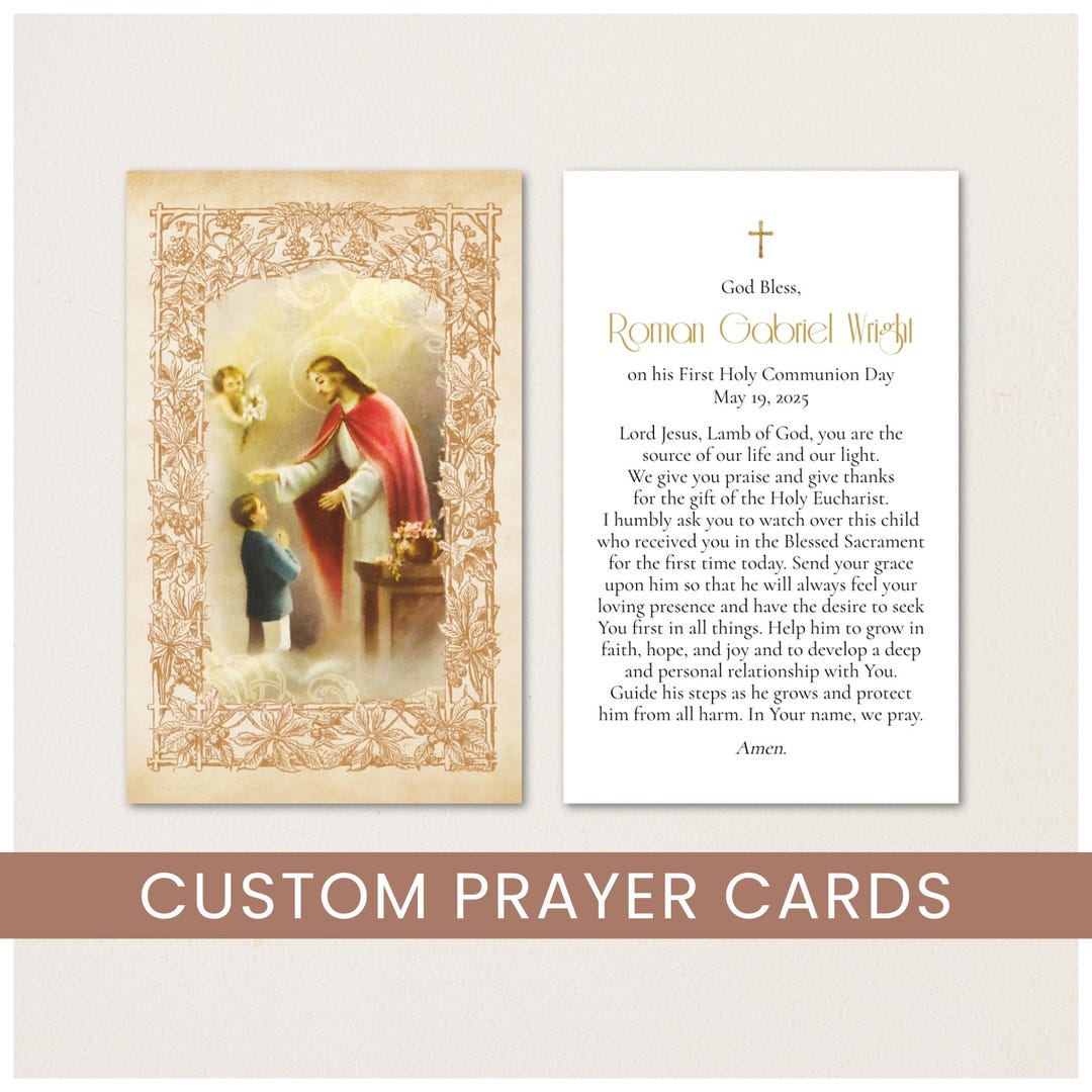 Vintage First Communion Prayer Card Template for Boys (digital) - Etsy