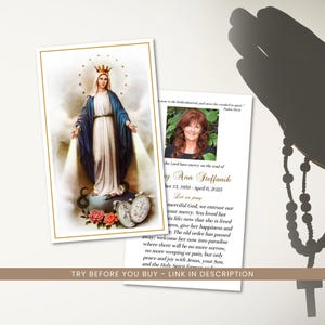 Immagine di preghiera funebre per Maria Immacolata, immagini commemorative cattoliche, modello di preghiera funebre tradizionale, immagini commemorative modificabili per Maria Immacolata