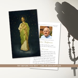 Modèle Corjl de carte de prière pour les funérailles catholiques de Zazzle.be Liste d'envies Vous avez des idées ? Cartes commémoratives catholiques | Carte mémoire prière de décès personnalisable