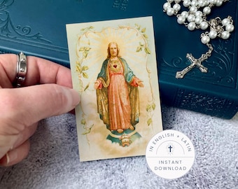 Sacred Heart Prayer Card: Traditional Catholic Our Father in Latin & English (Digital Download)