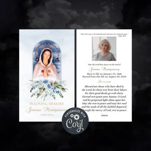 Sjabloon katholieke herdenkingsgebedskaart | Katholieke herdenkingskaart | Gebedskaart voor begrafenis Rosa Mystica, katholiek gebed in liefdevolle herinnering