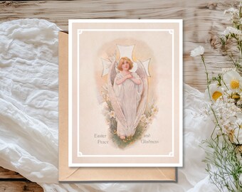 Vintage Angel Easter Card: Restored Catholic Greeting (Digital Download)
