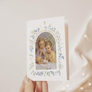 Vintage Baby Boy Baptism Greeting Card | Catholic Greeting Card | Printable Card for Boy Christening, Religious Baptism, Catholic Baptism