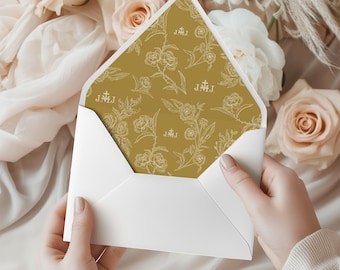 Catholic Baroque Floral Envelope Liners, Vintage JMJ, DIY Wedding Invites (Printable Download)