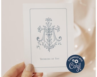 Tarjeta católica de auspicio mariano / Saludo editable de agradecimiento (descarga digital)