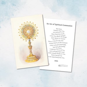 Carte de prière ostensoir - cartes de prière imprimables acte de communion spirituelle - carte de prière catholique traditionnelle en téléchargement numérique, cartes saintes