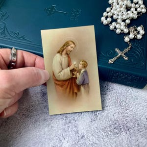 Vintage First Communion Prayer Card Template | First Communion Template | Custom Holy Communion Favors for Boys, Communion Prayer Template