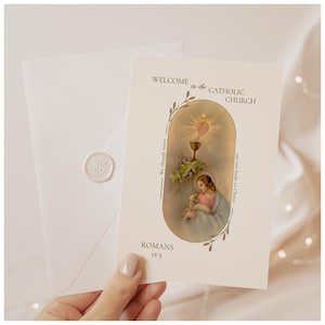 Vintage Catholic RCIA Editable Card - Catholic Greeting Card - Custom Catholic Card for Catechumens, Traditional Catholic Editable Template