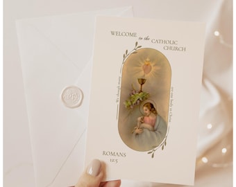 Tarjeta católica vintage del RCIA: plantilla editable de bienvenida a la iglesia (descarga digital)